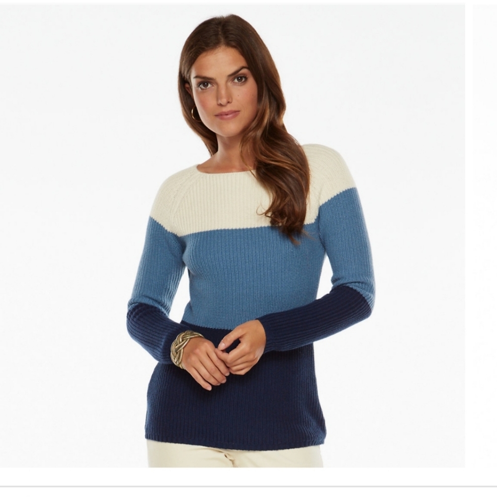 Chaps Denim Stripe Colorblock Sweater